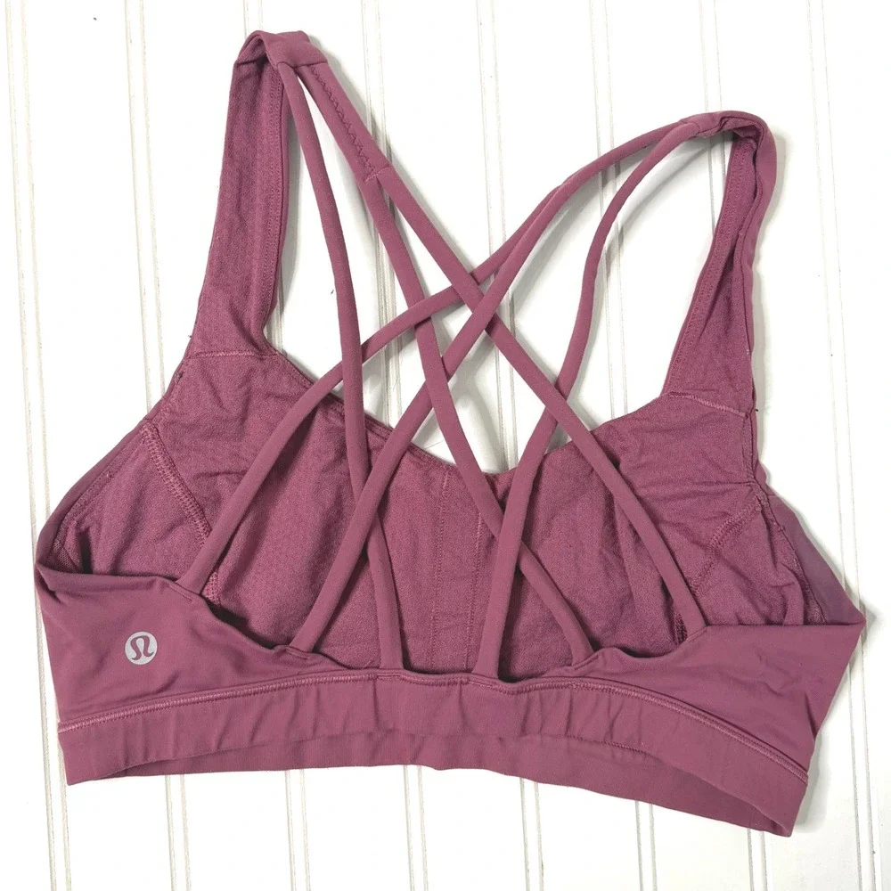 Lululemon Free To Be Serene Bra Deep Luxe Pink Strappy Back Size 6 - Picture 2 of 6